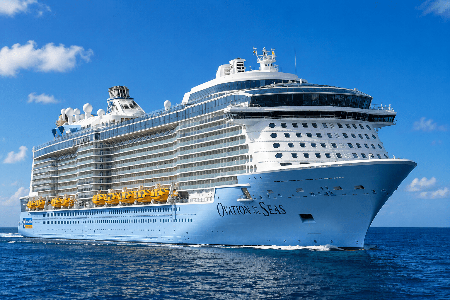 Ovation of the Seas ship exterior Ovation of the Seas cruise ship at sea Ovation of the Seas deck plans Ovation of the Seas balcony cabin Ovation of the Seas virtual balcony cabin Ovation of the Seas suite Ovation of the Seas North Star Ovation of the Seas RipCord by iFLY Ovation of the Seas SeaPlex Ovation of the Seas Two70 Ovation of the Seas Music Hall Ovation of the Seas Royal Theater Ovation of the Seas Solarium Ovation of the Seas Windjammer Marketplace Ovation of the Seas Chops Grille Ovation of the Seas Wonderland Ovation of the Seas pool deck Ovation of the Seas ship tour
